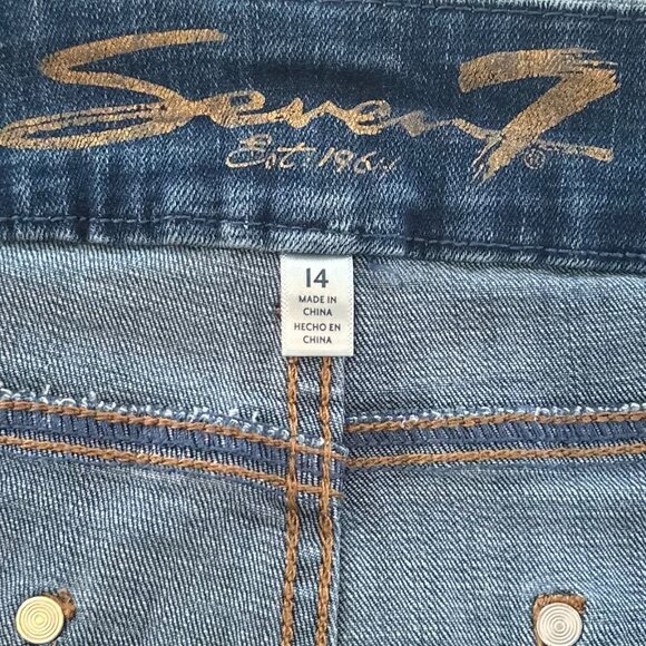 Seven7 High Rise Slim Straight Jeans – Size 14 Plus – Blue Stretch Denim - Picture 3 of 10